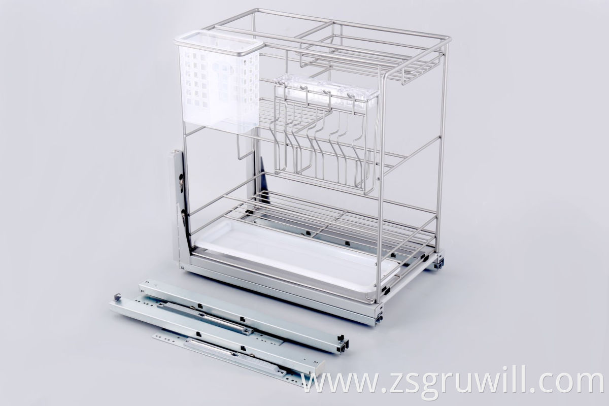 sliding stainless steel built in storage modular cabinet pull out kitchen baskets with solf-closing slide